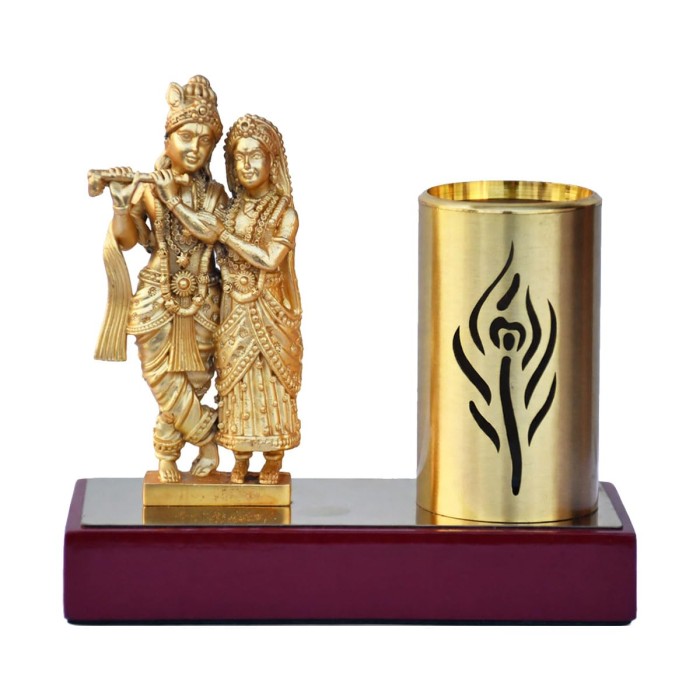 Metal Radha Krishna Pen Stand